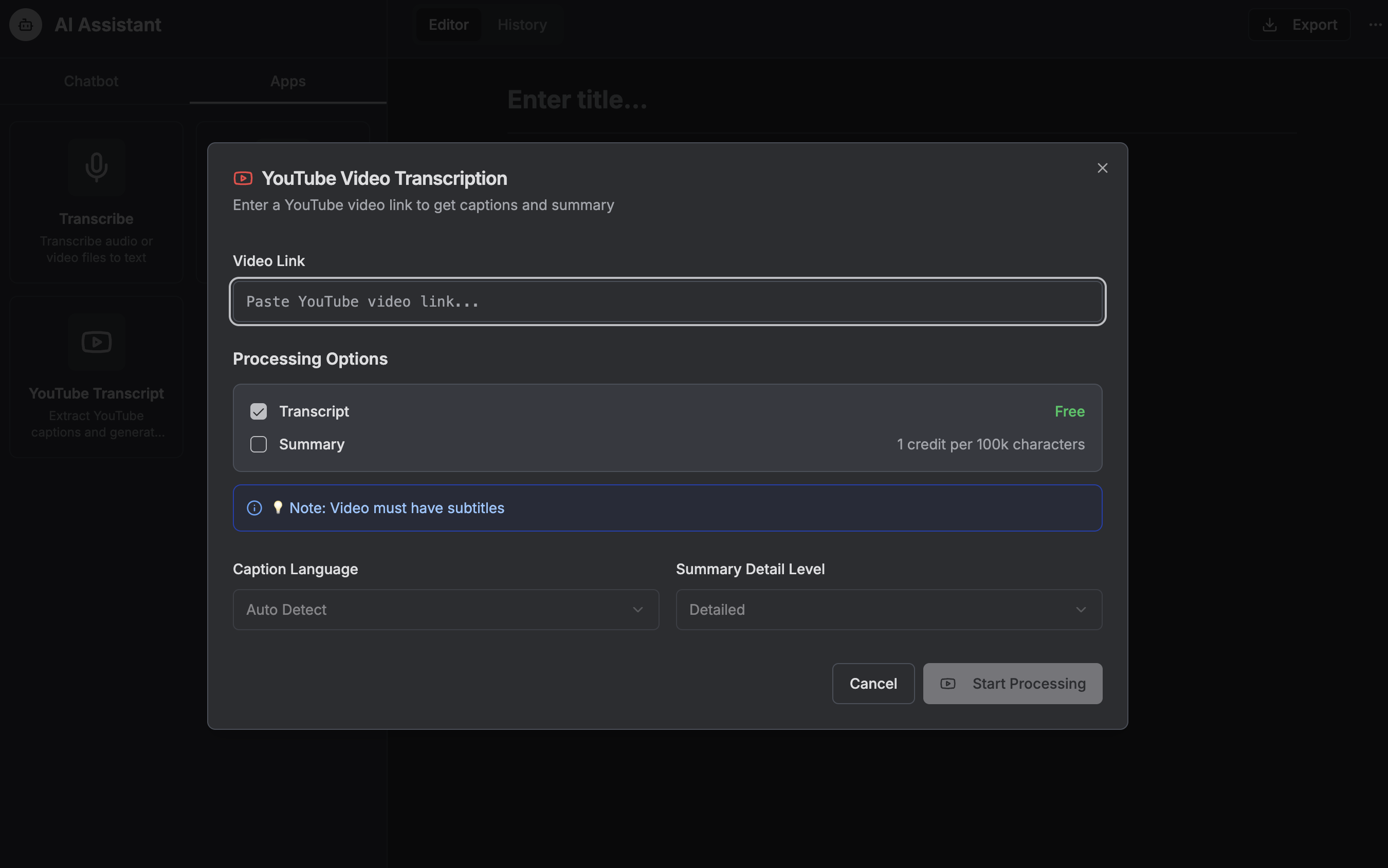 Transcribe YouTube Video to Text