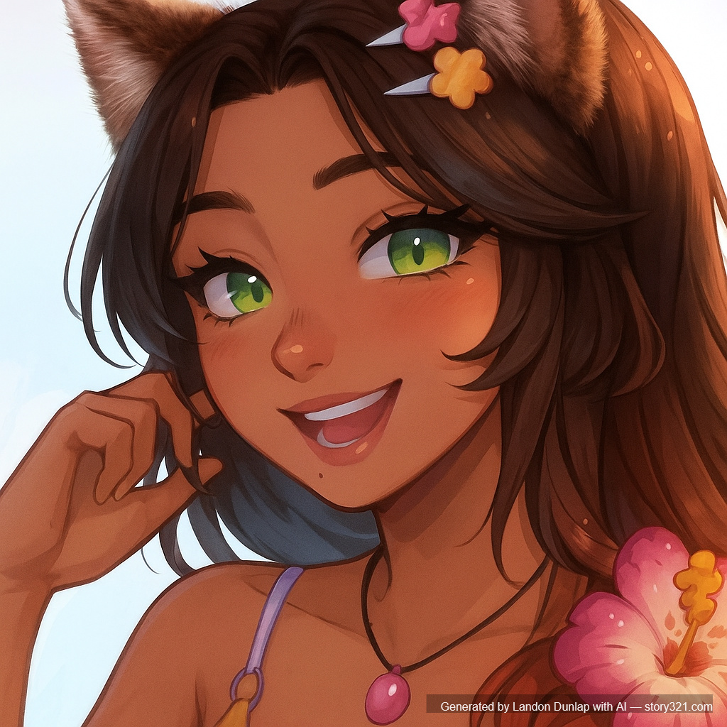 add a pair of cute cat ears to the head of the person in the photo. The ears should look fluffy and realistic, matching the person's hair color and blending in naturally.