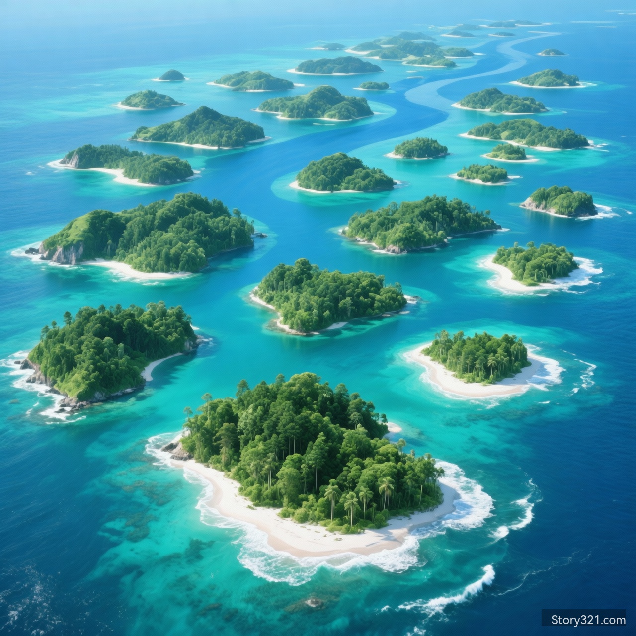 archipelag złożony z minimum 22 wysp otoczony wodą