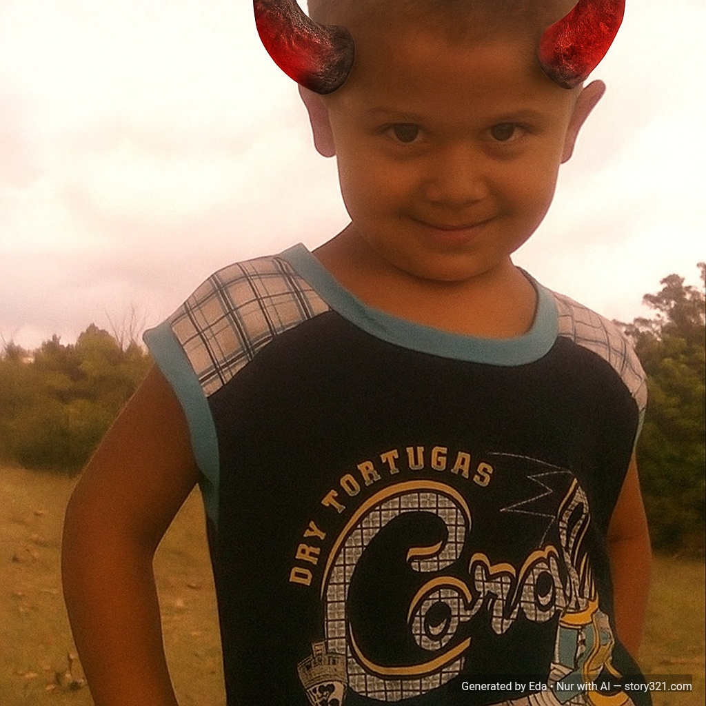add realistic devil horns to the head of the person in the photo. The horns should look like they are naturally growing from their head.