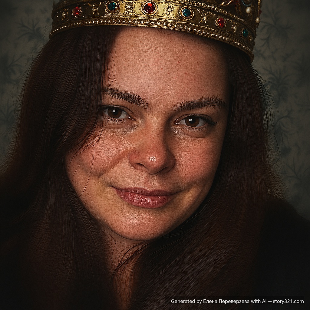 add a beautiful, ornate royal crown to the head of the person in the photo. The crown should be golden with jewels and intricate decorative details, fitting naturally on their head. It should look majestic and regal, as if they are royalty, with proper lighting and shadows to make it appear realistic and integrated into the scene.