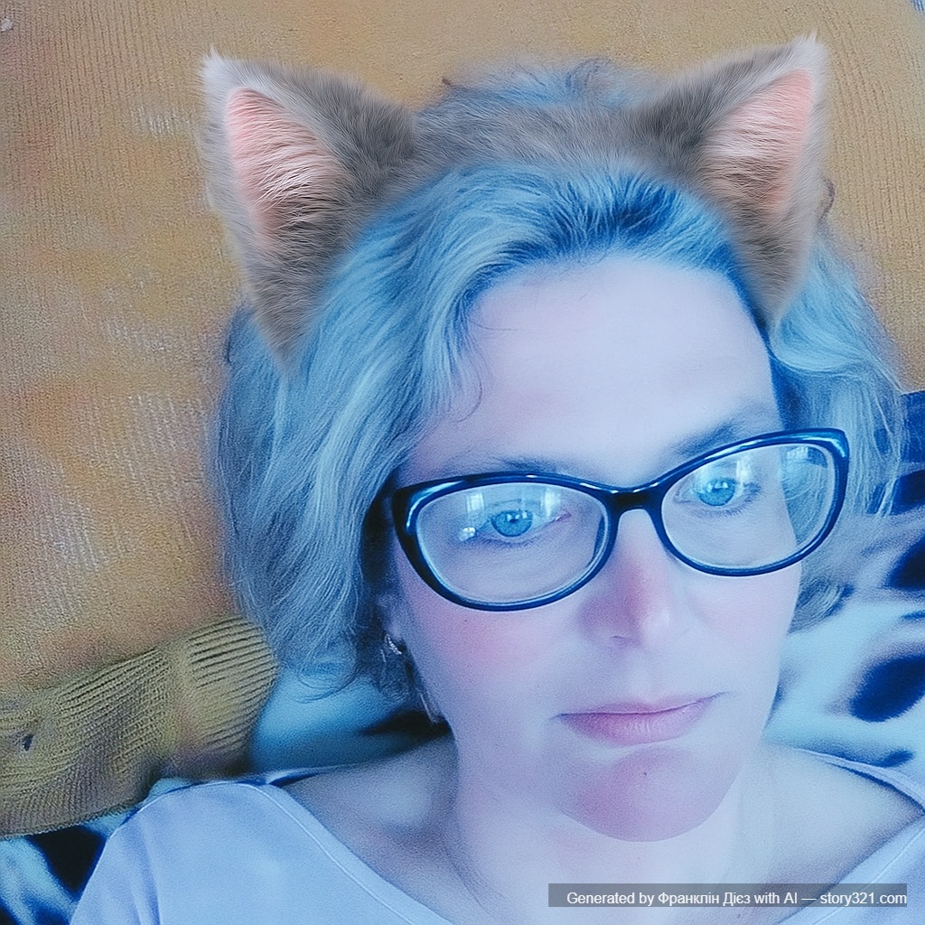 add a pair of cute cat ears to the head of the person in the photo. The ears should look fluffy and realistic, matching the person's hair color and blending in naturally.
