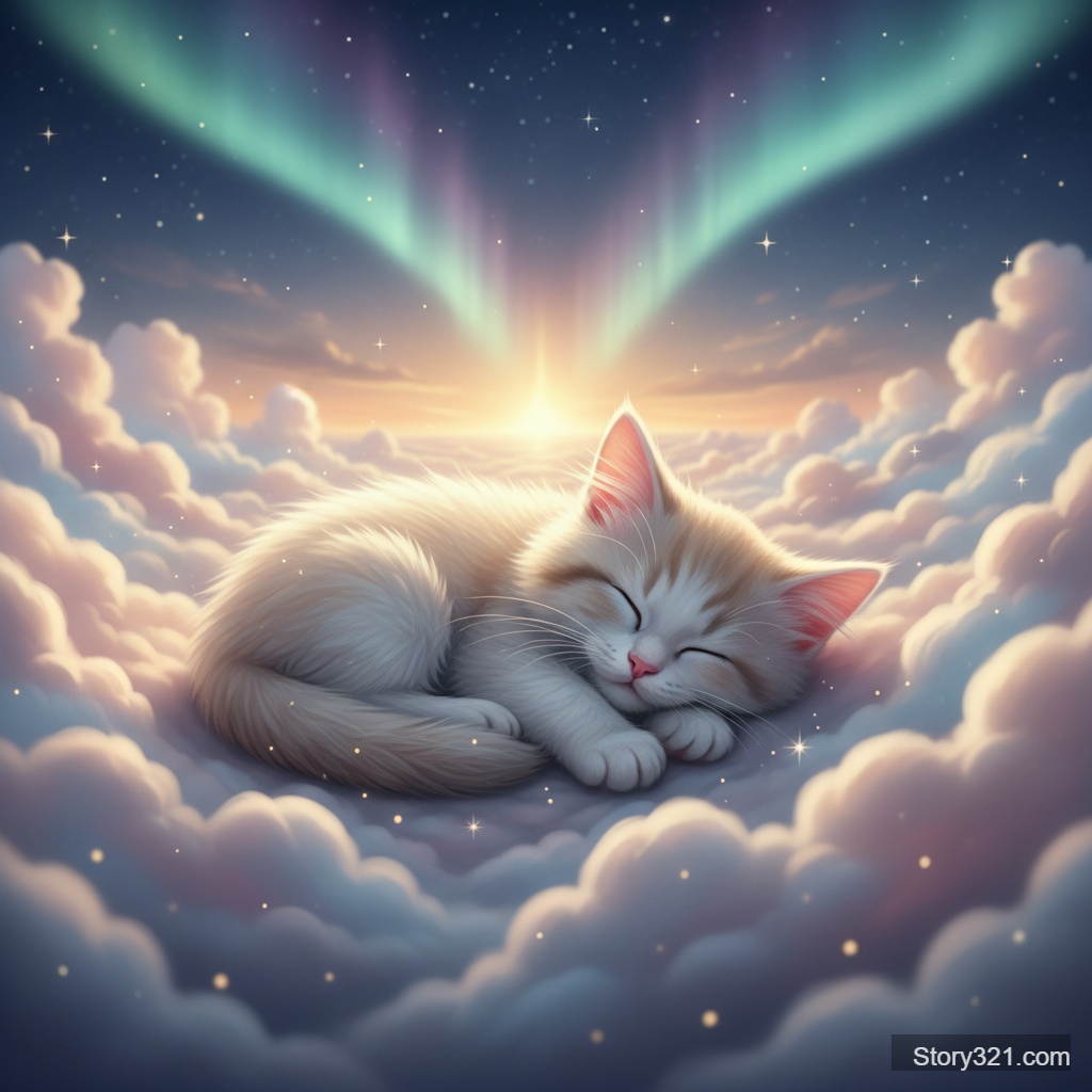 Милый котик, спит на облаках