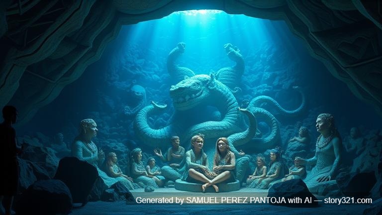 Quiero una escena cinematográfica de introducción para una película de fantasía submarina. Estilo visual tipo Pixar, con animación de mural submarino iluminado por luz azul. Figuras antiguas talladas en piedra marina se activan con un canto ancestral.
Narrador (voz grave y poética):
“Hace mil mareas, los alquimistas del océano crearon criaturas con magia pura.
Algunas fueron sabias. Otras… demasiado poderosas.
Una escapó.
Desde entonces, el abismo espera.
No para destruir.
Sino para recordar.”
La imagen se funde en una grieta marina inmensa. La cámara se desliza lentamente por el abismo.
Narrador:
“Esta no es solo una historia de magia…
ni de miedo…
ni de amor imposible.
Es la historia de lo que ocurre…
cuando el océano decide escuchar.”
El título aparece entre olas y auroras:
🦈🐧 ALETAS Y PLUMAS: EL SECRETO DEL ABISMO