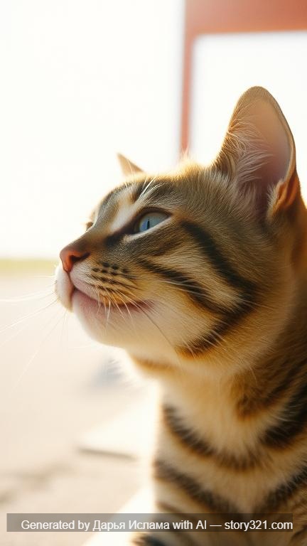 Котенока который лижит мороженное на солнце 