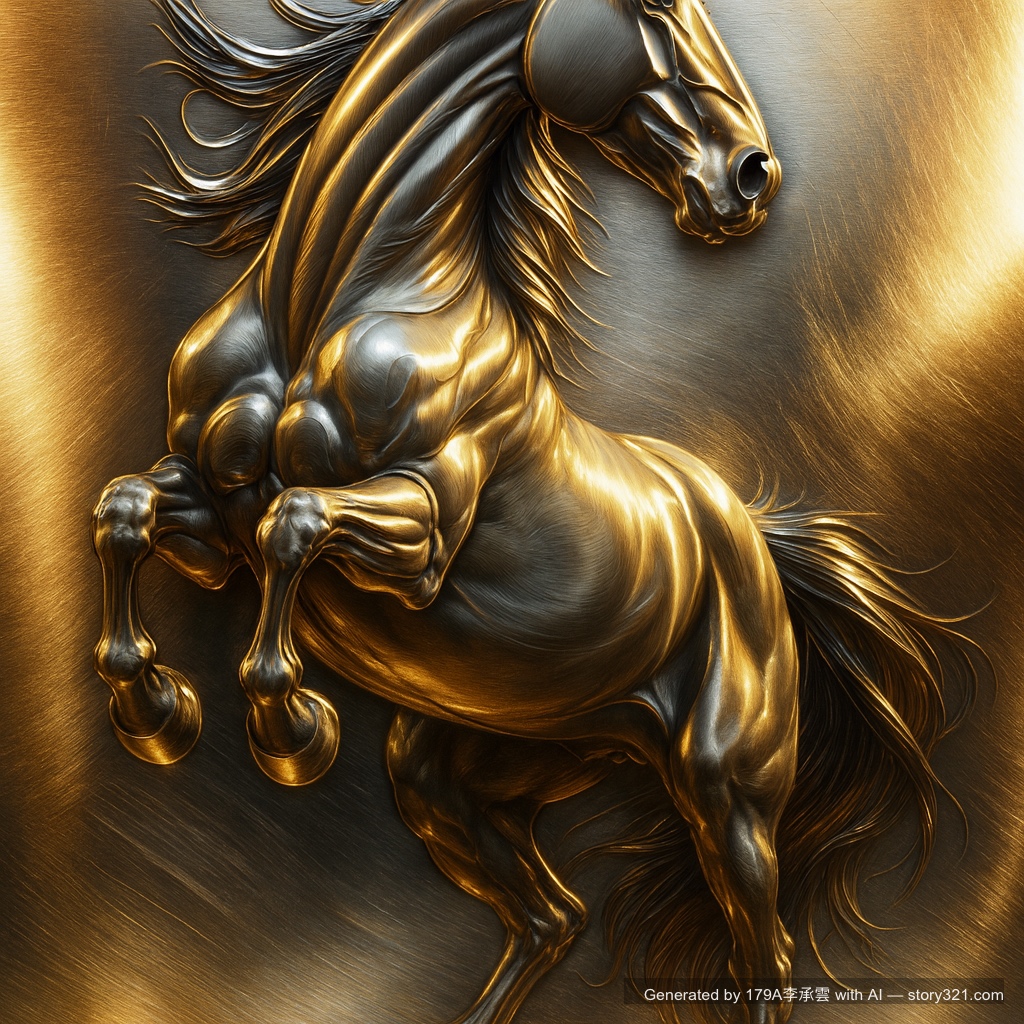 transform the photo into stunning metallic art with a reflective, polished metal surface. The artwork should have a sleek, modern aesthetic with a luminous quality and texture that mimics brushed or polished metal like steel, gold, or chrome. Enhance the details with metallic sheens, reflections, and highlights to create a sophisticated and futuristic look.