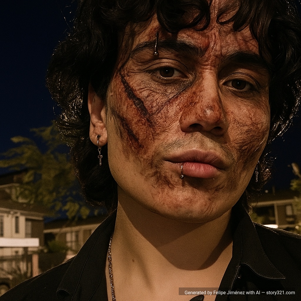 add realistic scars to the face of the person in the photo. The scars should look weathered and natural, as if from old injuries.