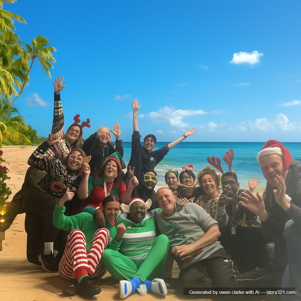 replace the background of the photo with a beautiful beach scene. The new background should feature golden sand, crystal clear blue ocean water, palm trees, and a sunny sky. The subject should be seamlessly integrated into the beach setting, with proper lighting and shadows to make it look natural and realistic.