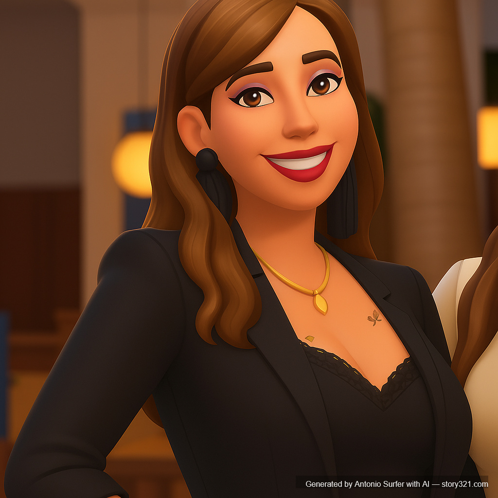 transform the photo into a character in the style of The Sims video game series. The character should have the distinctive Sims art style with smooth, stylized features, bright and vibrant colors, and the characteristic 3D rendered look. The person should appear as if they are a Sim character with simplified facial features, clean lines, and the signature Sims aesthetic with slightly exaggerated proportions and a polished, digital appearance.