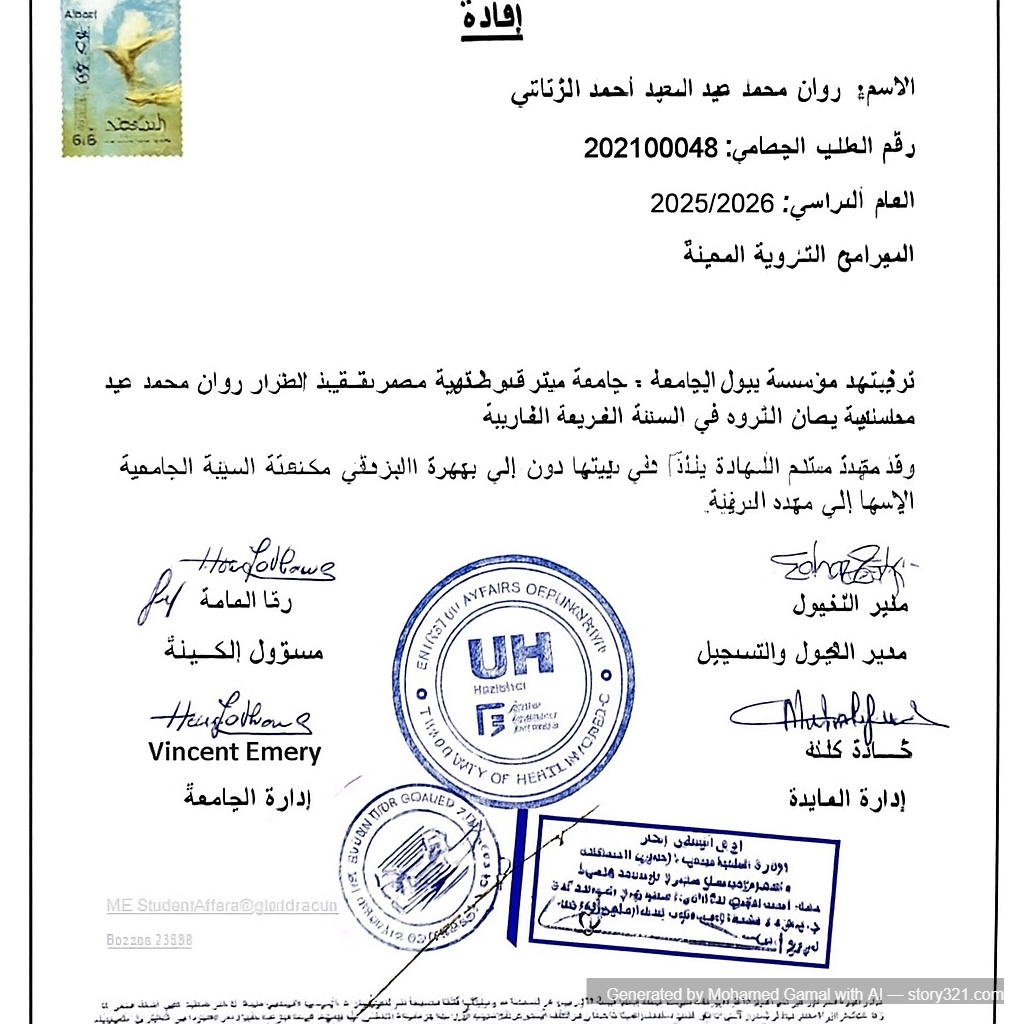 المطلوب تغيير التاريخ ليصبح 18/09/2025
العام الدراسي ليصبح 2025/2026
جملة : مقيدة في السنة الثانية لتصبح مقيدة في السنة الرابعة
مع الأحتفاظ بنفس تنسيق الخطوط والاحتفاظ بشكل المستند والاختام