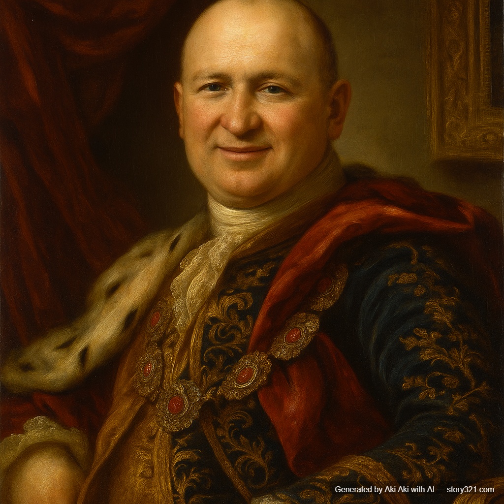 transform the photo into a classical royal portrait painting in the style of historical European royal portraits. The person should be dressed in elegant royal attire with rich fabrics, jewels, and ornate clothing. Add a regal background with luxurious elements like velvet curtains, golden frames, or palatial settings. The painting style should be reminiscent of classical portrait masters with rich oil painting textures and dramatic lighting.