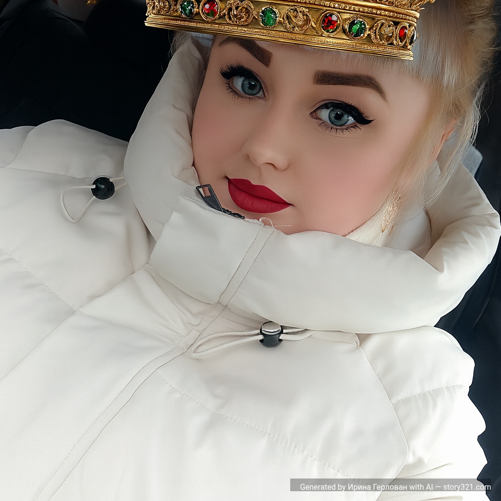 add a beautiful, ornate royal crown to the head of the person in the photo. The crown should be golden with jewels and intricate decorative details, fitting naturally on their head. It should look majestic and regal, as if they are royalty, with proper lighting and shadows to make it appear realistic and integrated into the scene.