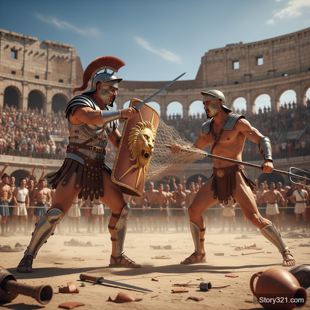 two roman gladiators fighting