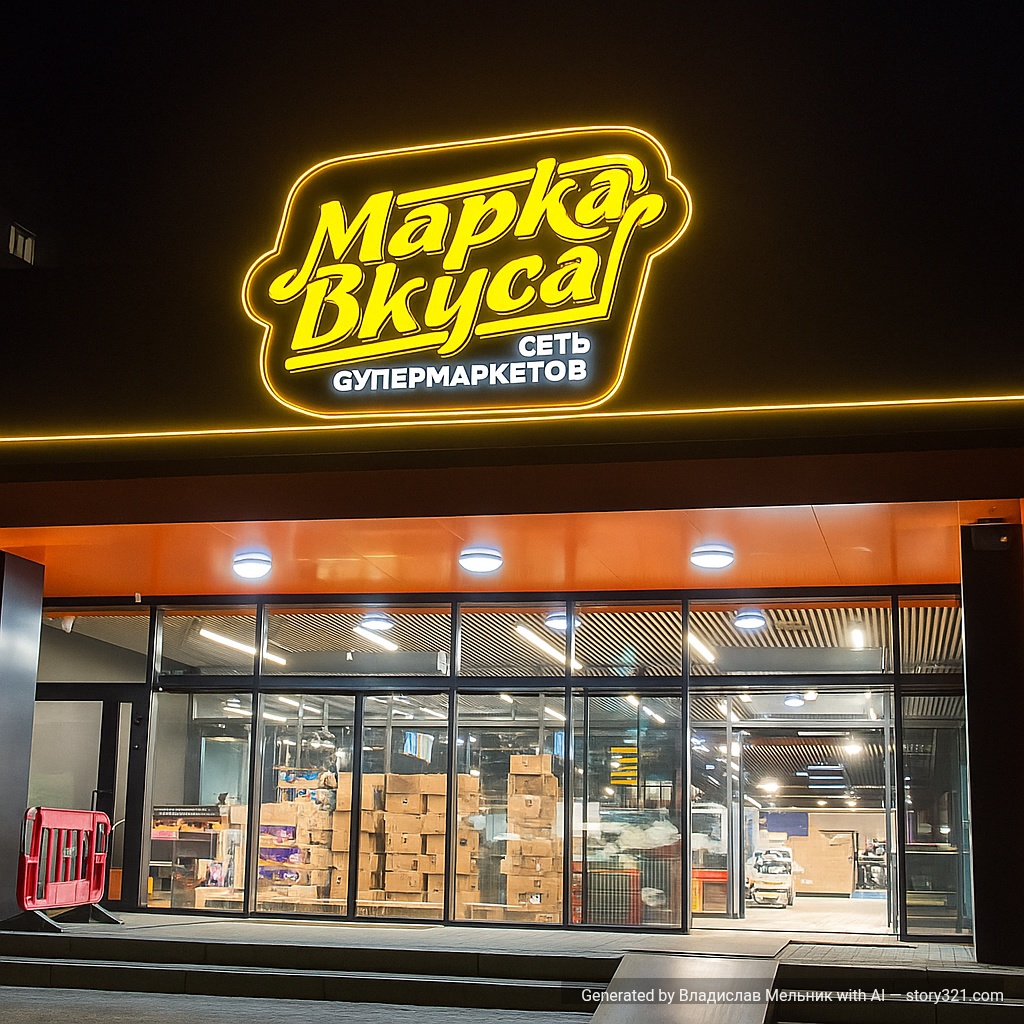 Добавить освешение вокруг вывески "Марка вкуса?