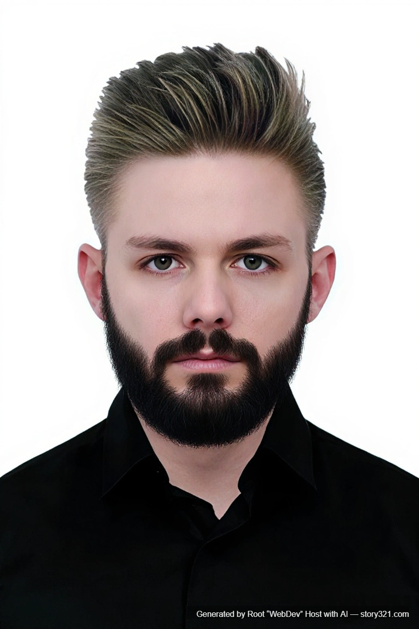 add a realistic beard to the face of the person in the photo. The beard should match their hair color and look natural.