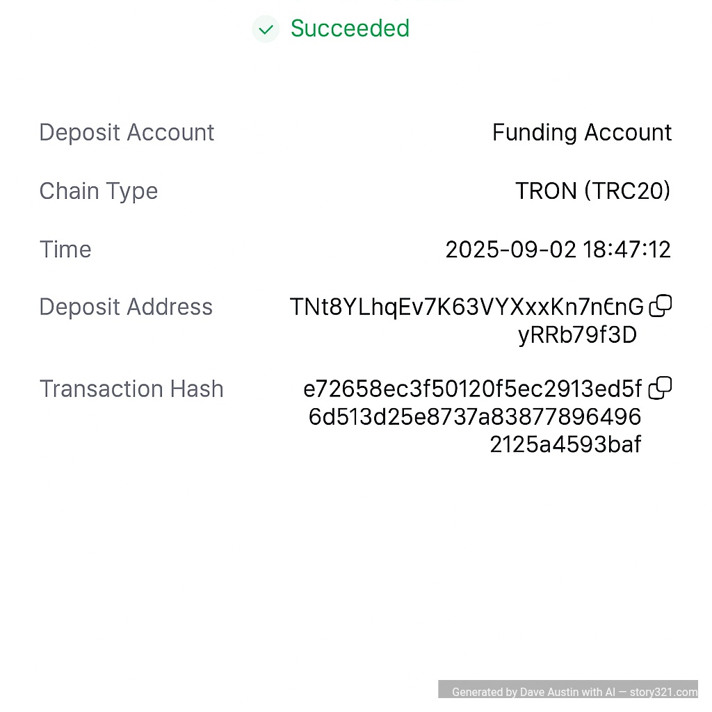 Change the text TRX to USDT and then change the date which is 2025-03-22 16:55:24 change it to 2025-09-02 18:47:12