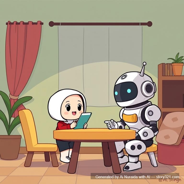 Panel 1 – Awal Cerita

Latar: Ruang belajar di rumah.
Bimo: “Bibi, aku ingin belajar koding, tapi katanya harus bisa mengenali pola dulu. Apa itu pola?”
Robot Bibi: “Pola itu urutan yang berulang, Bimo! Yuk, aku tunjukkan!”